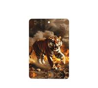 Tiger In The Fire Pattern Car Air Fresheners 4 Pcs Rectangle Hanging Aromatherapy Tablets Scented Fresheners For Bedroom Bathroom