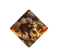 Tiger In The Fire Pattern Car Air Fresheners 6 Pcs Square Hanging Aromatherapy Tablets Scented Fresheners For Bedroom Bathroom