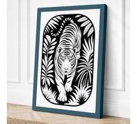 Tiger in the Jungle Botanical Canvas Wall Art Print 18x12 Inch (46 x 30 cm)