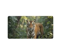 Tiger in The Jungle Desk Mat 30x60cm, Non-Slip Rubber Base with Stitched Edges, Waterproof Desk Pad for Keyboard & Mouse, Large Mouse Pad for Office Gaming