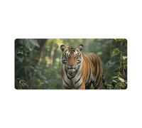 Tiger in The Jungle Desk Mat 40x90cm, Non-Slip Rubber Base with Stitched Edges, Waterproof Desk Pad for Keyboard & Mouse, Large Mouse Pad for Office Gaming