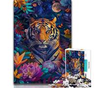 Tiger in The Jungle Jigsaw Puzzles for Teenagers,Challenging To Complete But Fun And Humorous with Matching Poster And Trivia Sheet 50x75cm