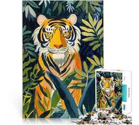 Tiger in the Jungle - Matisse inspired oil Painting1000 Piece Jigsaws for teenagers Family Fun Great Gift for Games 38x26cm