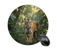 Tiger in The Jungle Mouse Pad - Ultra Thin, 7.8 Inch Round Mousepad with Non-Slip Rubber Base, Waterproof Mouse Mat for Office, Gaming