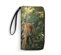 Tiger in The Jungle Wallet, Long PU Leather Wallet with Wrist Strap, Large Capacity & Multi Card Holder Wallets