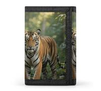 Tiger in The Jungle Wallet, Unisex Tri-Fold Wallet with Card Slots & Keychain, Lightweight & Minimalist Wallets for Travel, Daily Use, Gifts