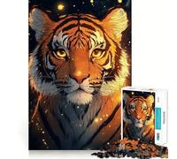 Tiger in The Night Illuminated 1000 Piece Jigsaw Puzzles for Adults Teenagers Brain Game Mind Calm Exact Cut 50x75cm