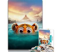 Tiger in The Ocean 1000 Piece Jigsaw Puzzles for Adults,Challenging To Complete But Fun And Humorous Unique Home Decor And Gifts (38x26cm)