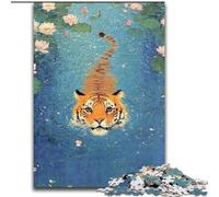 Tiger in The Pond 1000 Piece Jigsaw Puzzles for Adults Gifts, for Age 14+ Game Wall Decoration Unique Gifts for Birthday And Christmas (50x75cm)