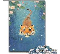 Tiger in The Pond Jigsaw Puzzles for Teenagers 2000, Challenging Game Toys Every Piece Is Unique - Challenging Family Fun Game (70x100cm)