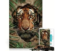 Tiger in The Wall Jigsaw Puzzles for Adults 1000 Pieces Mental Logic Toy Gentle Relax Firm Cut Santa Wish List 50x75cm