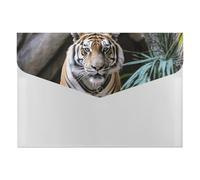 Tiger in The Zoo Folder with 6 Pack Plastic Envelopes with Snap Closure,Waterproof File Envelope for Paper Bill Receipt,Expanding File Folder Organizer for Home Office