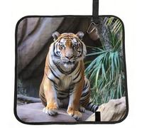 Tiger in the Zoo Sitting Pad Lightweight Waterproof Folding Seat Pad Compact Portable Camping Seat Mat Memory Foam Travel Seat Cushion for Hiking, Picnics, Outdoor 15.8 x 15.8 in