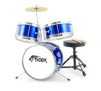 TIGER Junior Kids Drum Kit, 3-Piece Beginners Childrens Drum Set - Blue