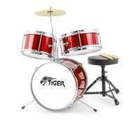 TIGER Junior Kids Drum Kit - 3-Piece Beginners Childrens Drum Set - Red