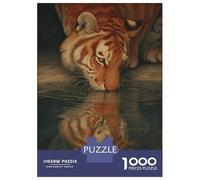 Tiger Jigsaw Puzzles for Adults Kids Family 1000 Piece The Beast That Drinks Water Puzzles Beautiful Decoration Educational Games Fun Details 38x26cm/1000pcs