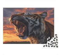 Tiger Jigsaw Puzzles Puzzle for Adults Kids. 1000 Piece Tiger Growl Great Gifts Challenge Toy Educational Game Home Decoration for Adults& Kids Age 14 Years Up 1000pcs (75x50cm)