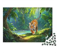 Tiger Jigsaw Puzzles Puzzle for Adults Kids. 1000 Piece Tropical Rain Forest Impossible Challenge Toy Home Decoration for Adults& Kids Age 14 Years Up 1000pcs (75x50cm)