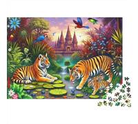 Tiger Jungle Paradise 1000 Pieces Jigsaw Puzzles for Families TigerSpirit Challenging & Brainteasing Recycled Cardboard 70x50cm/1000pcs