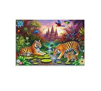 Tiger Jungle Paradise,Jigsaw Puzzle 1000 Pieces Wooden Jigsaw Puzzle Adult Children's Educational Toy Family Stress Relief Game,38x52cm