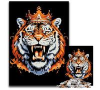 Tiger King Pop Art Puzzles 1000 Pieces for Adults Wooden Jigsaw Puzzles Challenging DIY Brain Teaser Perfect Family Game Or Decorative Gift 1000 PCS(75x50cm)