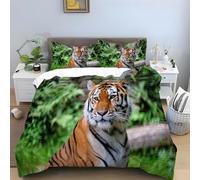 Tiger King Size Duvet Cover Sets Animal Bedding Set Reversible Soft Breathable, Microfiber Kingsize Duvet Cover Hidden Zipper 230x220 cm -Ai3095