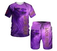 Tiger King Summer Lion 3D Printed Men's T-Shirt and Shorts Set Casual Men's Sportswear O-Neck Short Sleeve Set, 8, L