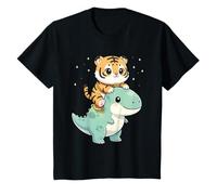 Tiger Kitten Riding T-Rex Dinosaur Graphic T-Shirt