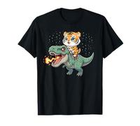 Tiger Kitten Riding T-Rex Dinosaur Graphic T-Shirt