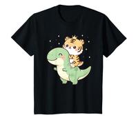 Tiger Kitten Riding T-Rex Dinosaur Graphic T-Shirt