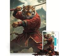 Tiger Kung Fu Ninja Animal 1000 Pieces Jigsaw Puzzles for Teenagers Brain Skill Leisure Time Exact Edge Thoughtful Gift 50x75cm