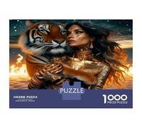 Tiger Lady Bond 1000pc Puzzle for Adults Primal Kinship Art Jigsaw Puzzle Extra-Thick Cardboard Stress Relief Travel Adults Kids 12+ Brain Training Puzzle 70x50cm/1000pcs