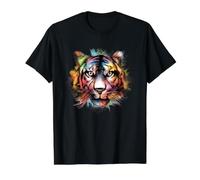 Tiger Large Predatory Cat Watercolour Animal Value Graphic T-Shirt, Men, Black, S