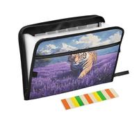 Tiger Lavender Field Expanding File Folder A4,13 Pockets File Organiser, Paperwork A4 Plastic Wallet Document Storage Expander for School,Office and Home