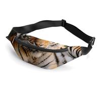Tiger Laying on The Grass Belt Bag, Multifunctional Sports Waist Pouch with Adjustable Strap, Lightweight Casual Waist Pack for Travel Running Cycling Daily Outdoor Activities