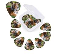 Tiger Laying on the Grass Guitar Picks 12 Pack 3 Different Thickness Celluloid Guitar Plectrums with Guitar Pick Storage Box Personalized Guitar Pick for Acoustic Guitar Picks