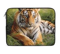 Tiger Laying on The Grass Laptop Sleeve 10-17 Inch - Ultra Slim Laptop Case Lightweight Neoprene Notebook Case Portable Computer Sleeve Bag
