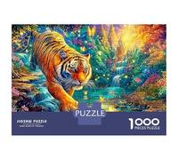 Tiger Leaping over A Forest River 1000 Piece Jigsaw Puzzle The Forest King Educational & Challenging for Kids & Adults 52x38cm/1000pcs