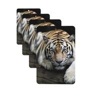 Tiger Lie On Rock Car Air Fresheners Cards Set of 4 Pieces Hanging Scented Cards for Wardrobe Bathroom Car Aromatherapy Tablets Rearview Mirror Pendant Car Fresheners Long Lasting