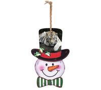 Tiger Lie On Rock Christmas Snowman Wooden Hanging Sign，Lightweight, Not Easy Deform Exquisite Christmas-themed Decorations for Home Wall Window Decor