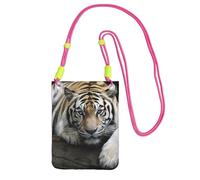 Tiger Lie On Rock Crossbody Phone Bag for Women Men Waterproof Mini Cellphone Purse Wallet Small Crossbody Bags, Fuchusia, One Size