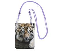 Tiger Lie On Rock Crossbody Phone Bag for Women Men Waterproof Mini Cellphone Purse Wallet Small Crossbody Bags, Purple, One Size