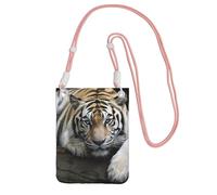 Tiger Lie On Rock Crossbody Phone Bag for Women Men Waterproof Mini Cellphone Purse Wallet Small Crossbody Bags, Pink, One Size