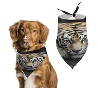 Tiger Lie On Rock Dog Bandana Personalized Soft Triangle Pet Scarf Washable Adjustable Dog Scarf Lightweight Pet Bib Breathable Pet Bandana for Small Medium Large Pet Scarves