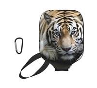 Tiger Lie On Rock Pickleball Paddle Cover Personalized Paddle Case with Pocket and Handle Strap, Neoprene Pickleball Paddle Sleeve Universal 8.7 x 11.6Inch Paddle Storage Bag