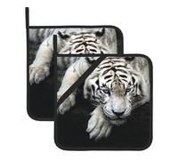 Tiger Lie On Rock Printed Heat Resistant Oven Pot Holder Set 2 PCS Kitchen Baking for Home Cooks and Bakers