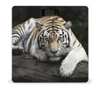 Tiger Lie On Rock Scale with LCD Easy-to-Read Anti-Slip Weight Digital Bathroom Scale Precision Weighing Scales Sturdy Tempered Glass Body Weight Scales for Daily Use