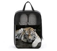 Tiger Lie On Rock Shoe Bag for Men Women Mesh Shoe Bags for Travel Water Proof Ventilation Golf Shoes Bag Outdoor Shoes Carrier with Zippered And Handle Anti-dust Storage Bags