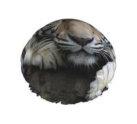 Tiger Lie On Rock Shower Cap for Women Men Large Reusable Shower Bonnet Double-Layer Waterproof Bath Caps Elastic Band Hair Hat for All Hairstyles, Travel-Friendly Color740