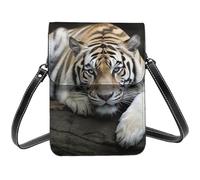 Tiger Lie On Rock Small Crossbody Bags For Women Cell Phone Purse Pu Leather Wallet Bag With Shoulder Strap
